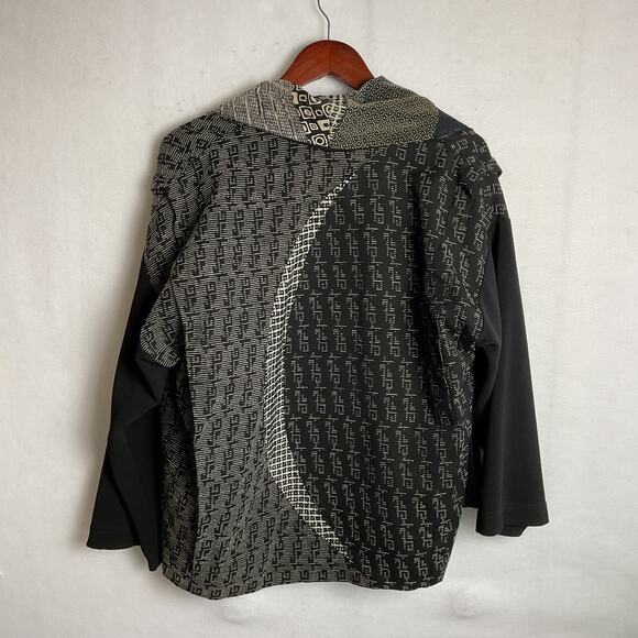 Vintage Donna Jessica Boho Art To Wear Patchwork Blazer Black and White Size 1 - Picture 4 of 12